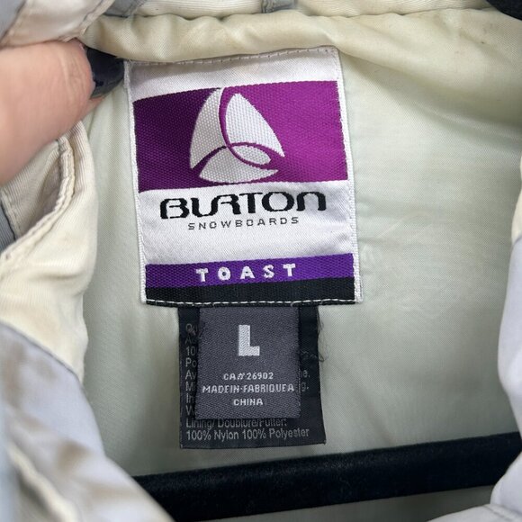 BURTON *FLAWED* Men's Vintage Toast Gray Yellow Snowboard Jacket Size Large - Picture 14 of 15